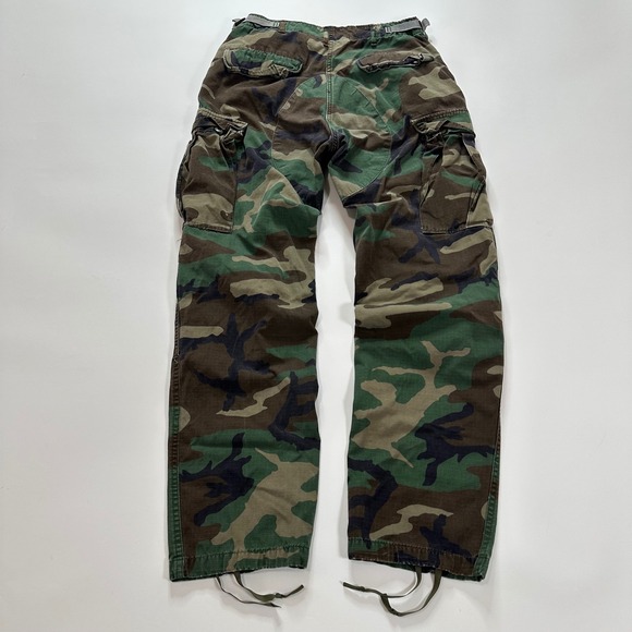 US Army Woodland Camo Combat Cargo Pants Small 29x31 Long Hot Weather 100 Cotton - Picture 2 of 8
